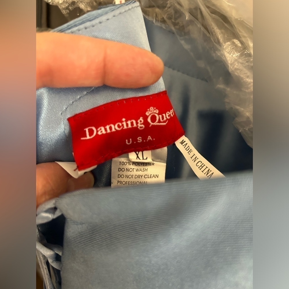 💎Stunning Dancing Queen Gown Blue Side Drape Slit Corset Evening Formal XL 12 - Picture 11 of 11